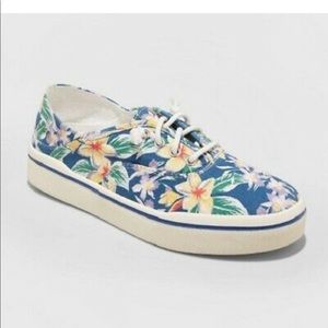 Mad Love Boho Floral Canvas Black Slip-on Sneakers